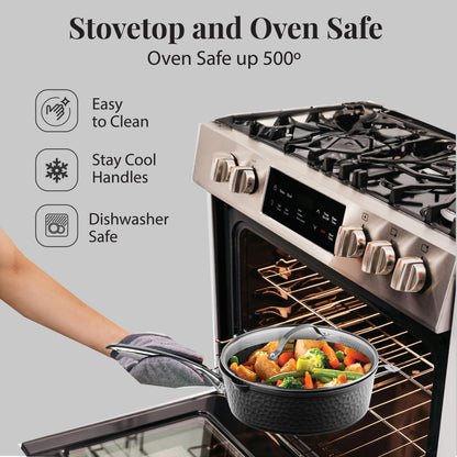 Hammered Black Sauté Pan & Lid
