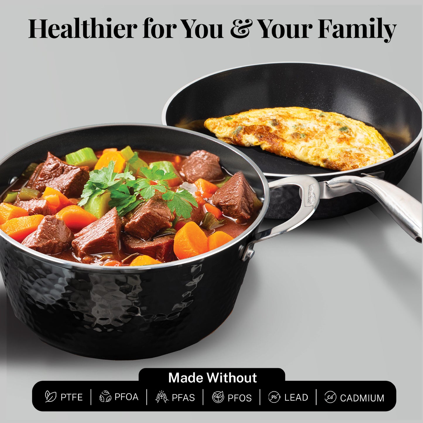 Hammered Black 5qt Stock Pot & Lid