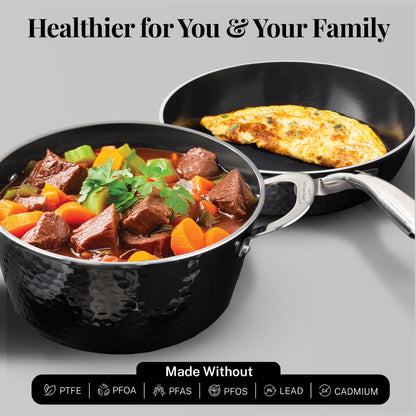 Hammered Black 5qt Stock Pot & Lid