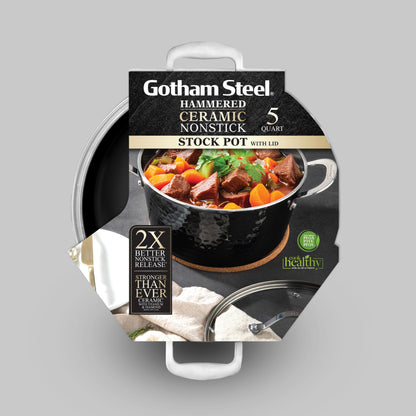 Hammered Black 5qt Stock Pot & Lid