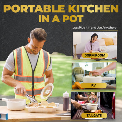 Ceramax Electric Cooker Nonstick Ceramic Skillet Pan Hot Pot Mini Cooker with Lid Steamer