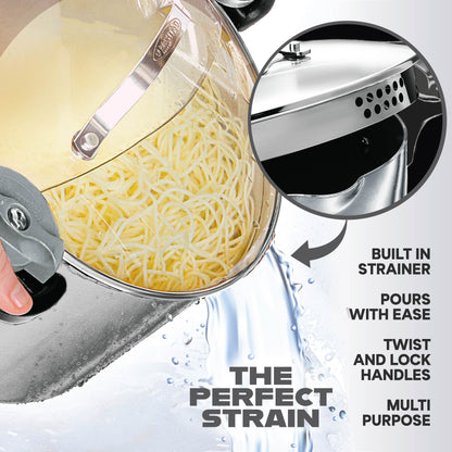 Stainless Steel Pasta Pot with Strainer Lid