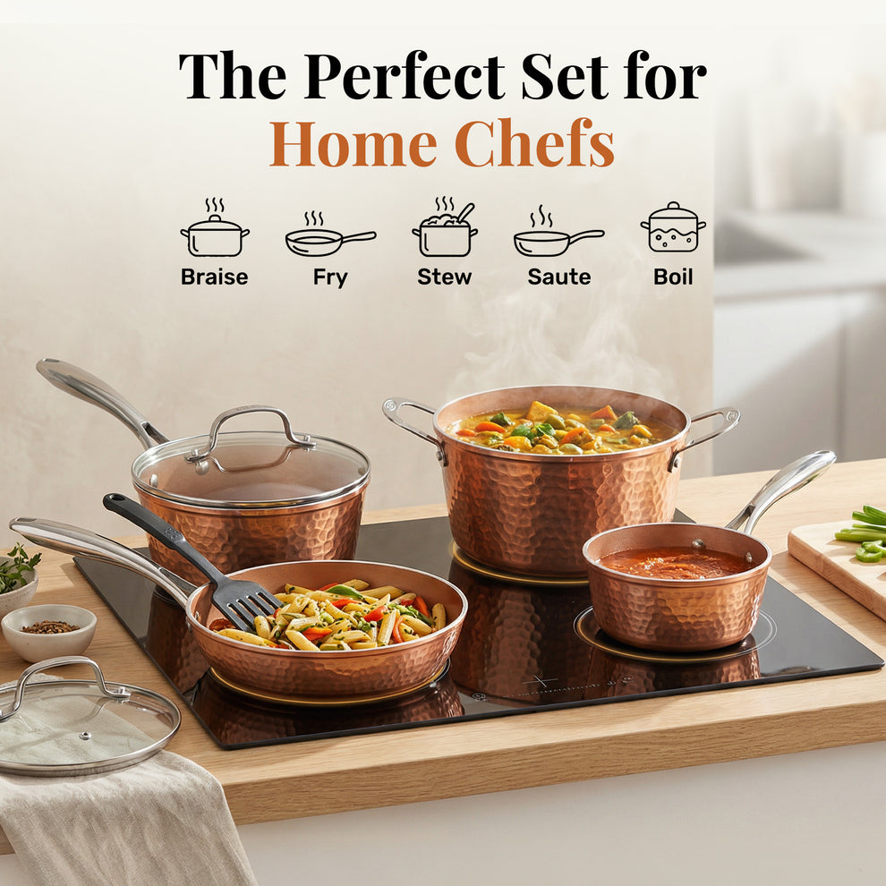 Hammered Copper Cookware Set With Utensils Gotham Steel hammered-copper-cookware-set-with-utensils-gotham-steel