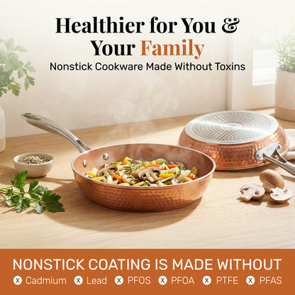Hammered Copper Cookware Set with Utensils