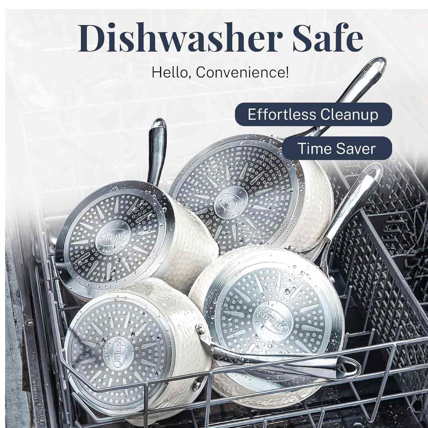 Hammered Cream Sauté Pan & Lid