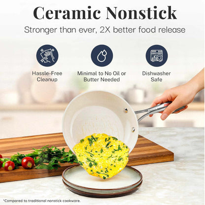 Hammered Cream Cookware Set with Utensils