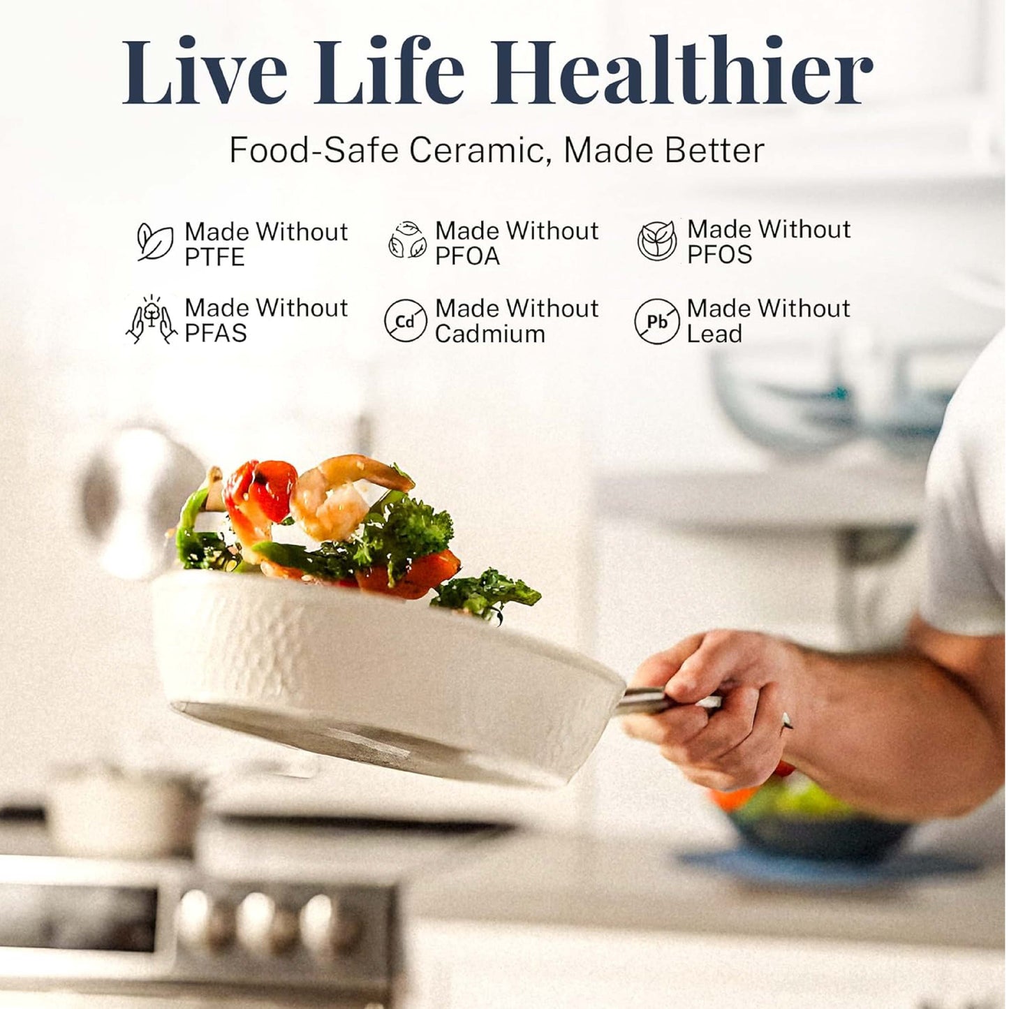 Hammered Cream Cookware Set with Utensils