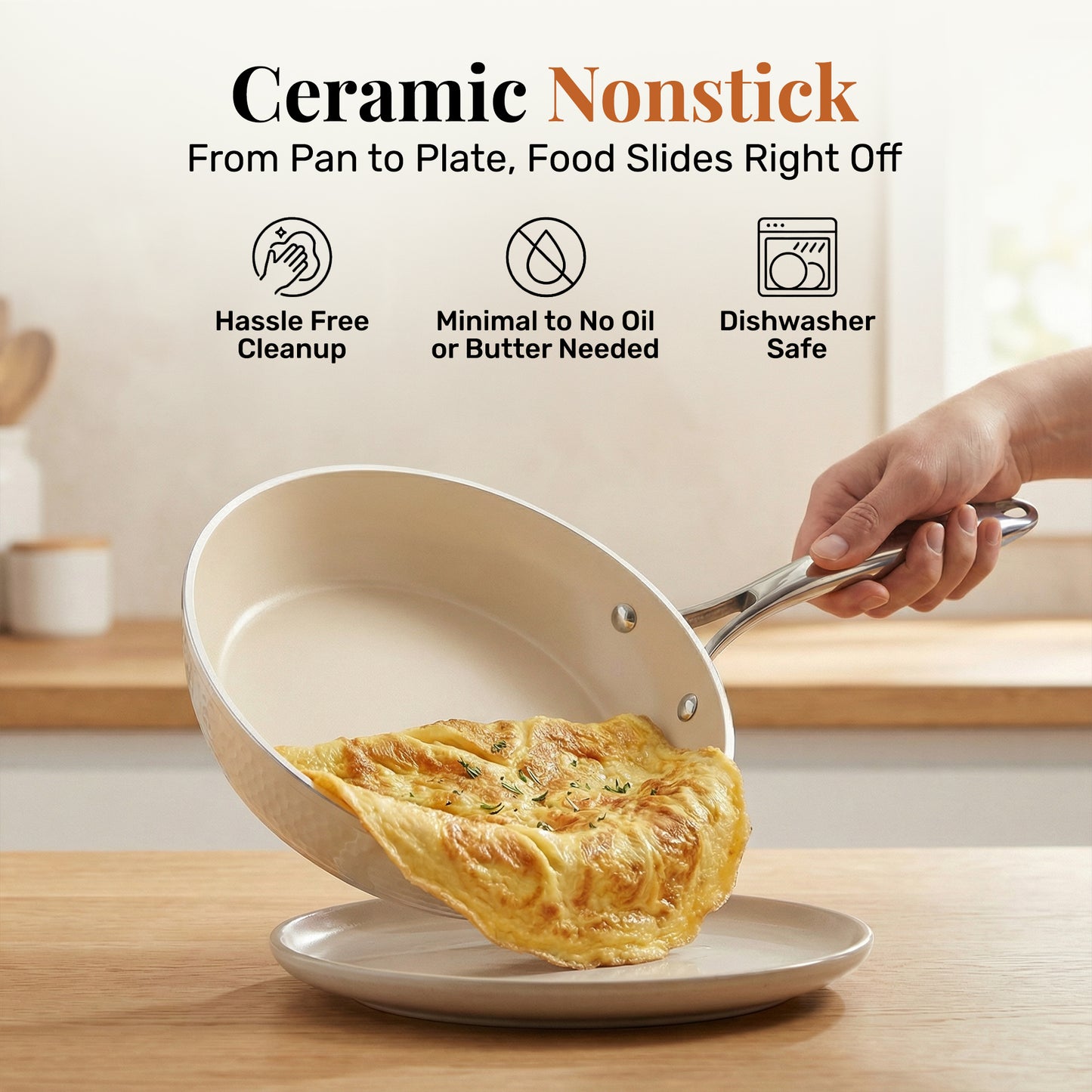 Hammered Cream Cookware Set with Utensils
