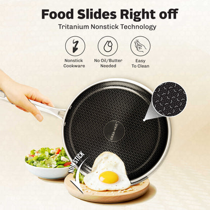 Ceramax 3 Piece Tri-Ply Stainless Steel Ceramic Etched Frying Pan Set