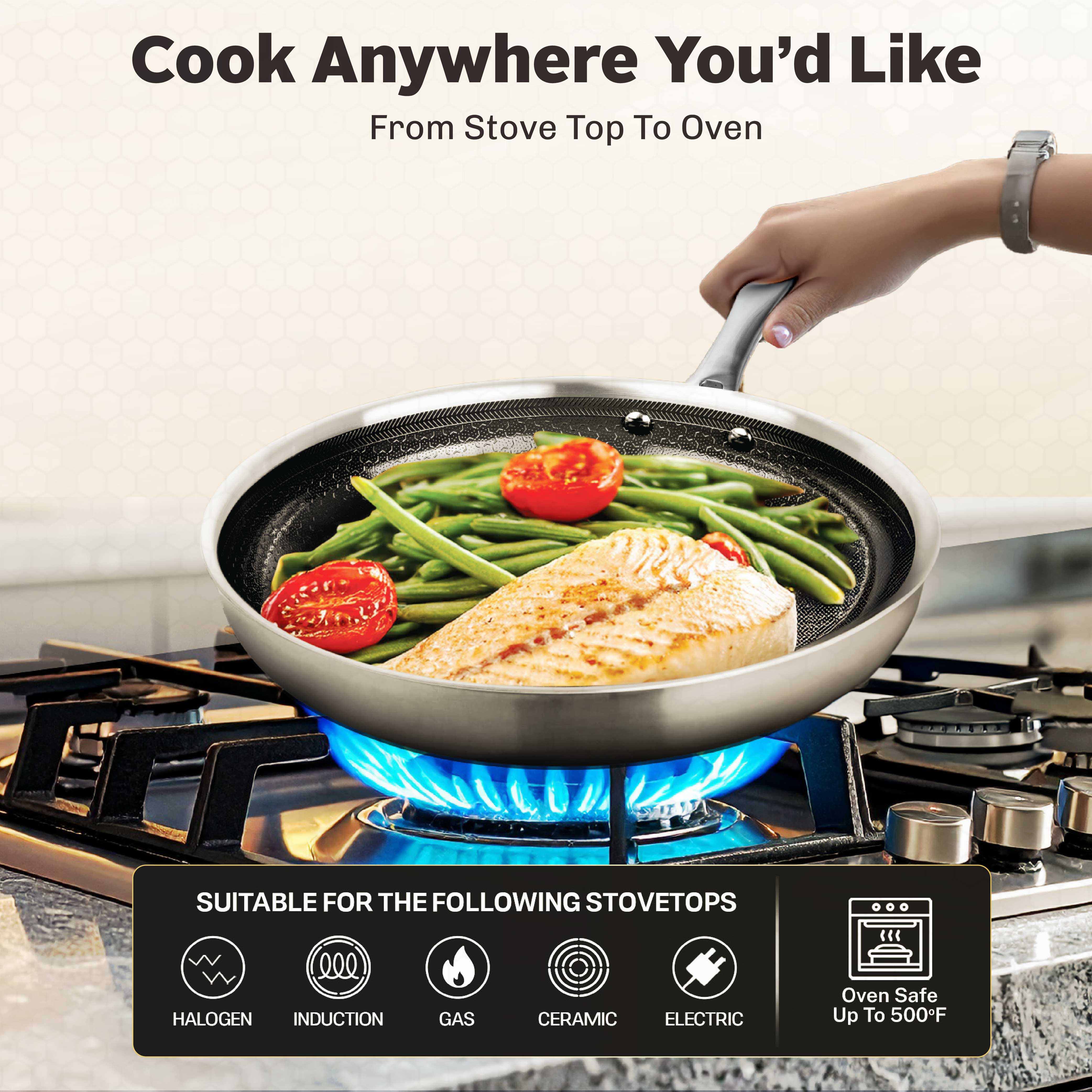 Ceramax 3 Piece Tri-Ply Stainless Steel Ceramic Etched Frying Pan