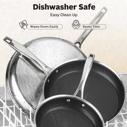 Ceramax 3 Piece Tri-Ply Stainless Steel Ceramic Etched Frying Pan Set