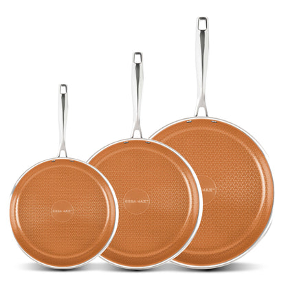 Ceramax 3 Piece Tri-Ply Stainless Steel Ceramic Etched Frying Pan Set