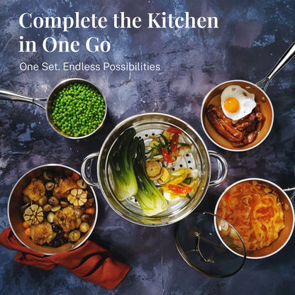 Hammered Copper Cookware Set with Utensils