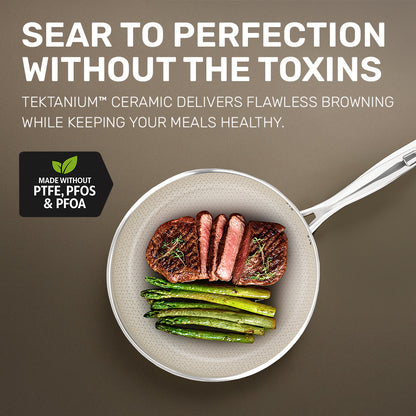 Ceramax 3 Piece Tri-Ply Stainless Steel Ceramic Etched Frying Pan Set