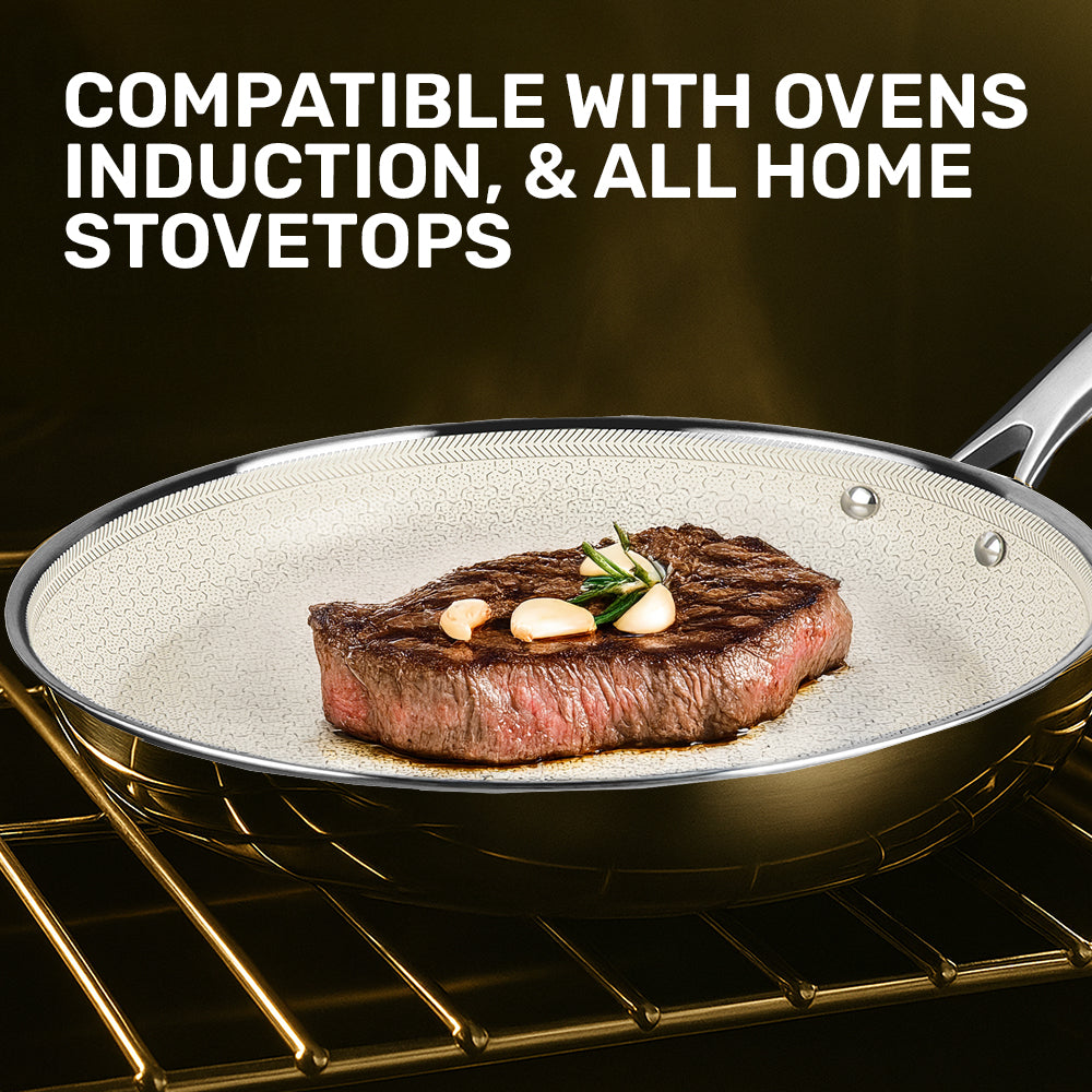 Ceramax 3 Piece Tri-Ply Stainless Steel Ceramic Etched Frying Pan Set