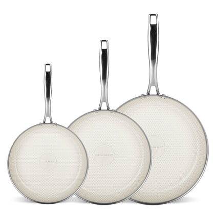 Ceramax 3 Piece Tri-Ply Stainless Steel Ceramic Etched Frying Pan Set