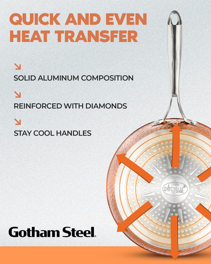 Hammered Copper 15-Piece Cookware and Bakeware Set