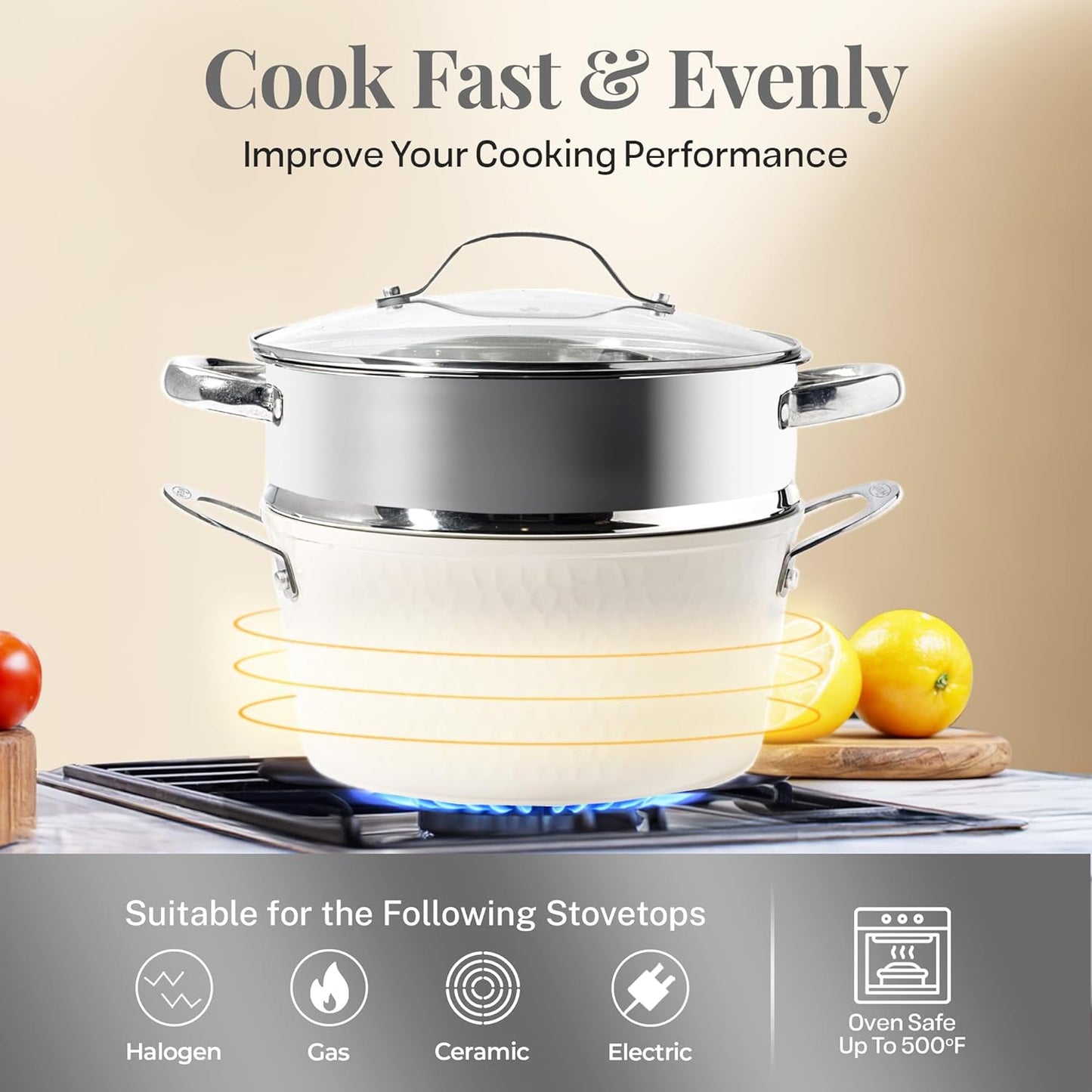 Hammered Cream Cookware Bundle