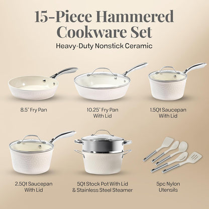 Hammered Cream Cookware Bundle