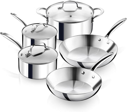 10 Piece Tri-Ply Stainless Steel Cookware Set