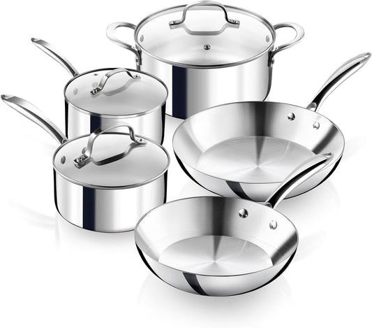 10 Piece Tri-Ply Stainless Steel Cookware Set