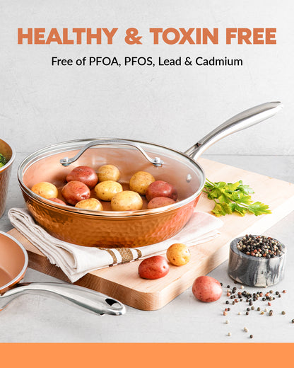 Hammered Copper 15-Piece Cookware and Bakeware Set