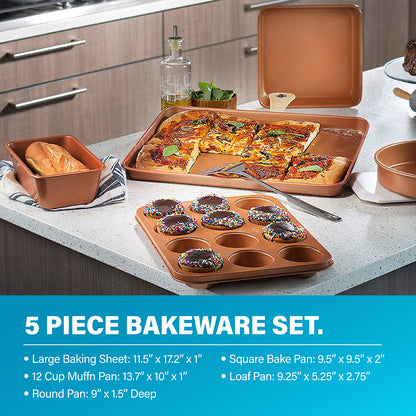 Gotham Steel 32 Pcs Cookware Set Bakeware and Food Storage Set Nonstick Pots and Pans Set Blue
