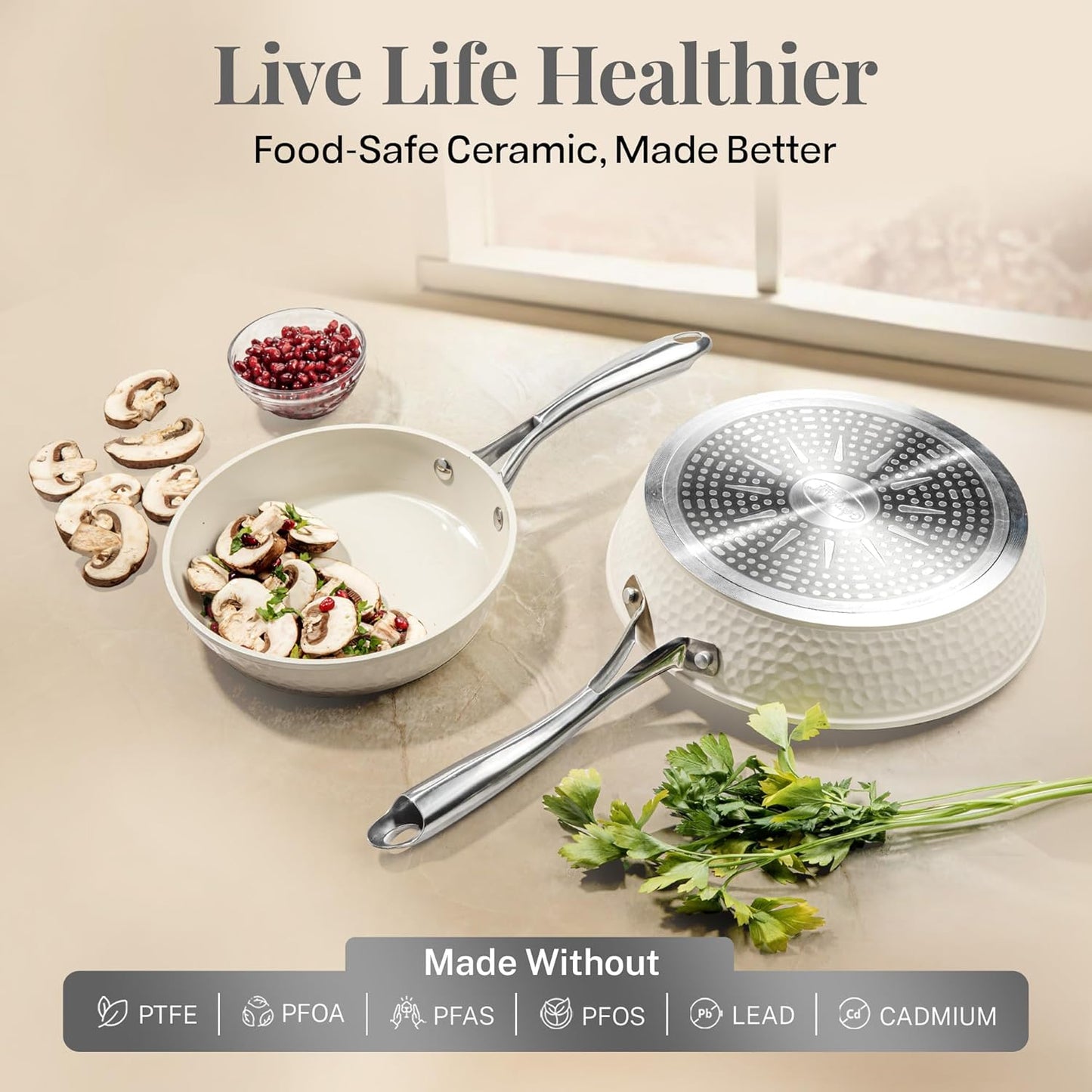 Hammered Cream Cookware Bundle