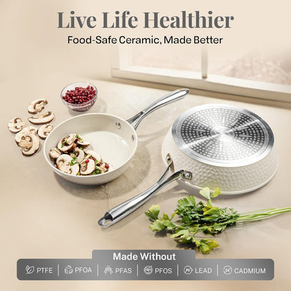 Hammered Cream Cookware Bundle