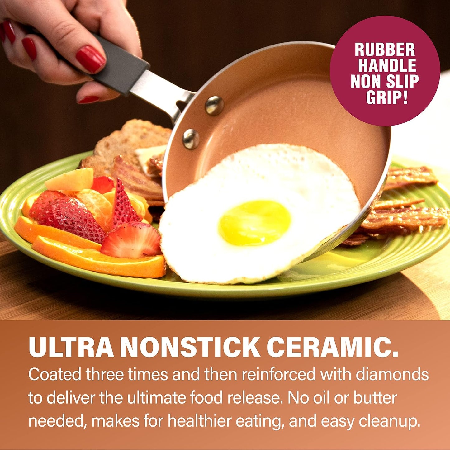 5.5'' Non Stick Ceramic Frying Pan, PFTE, PFOA, PFOS Free, Egg and Omelet Pan, Ultra Nonstick, Dishwasher Safe, Stay Cool Handle