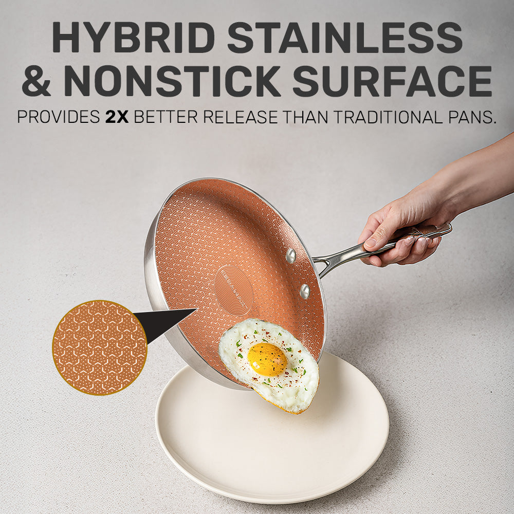 Ceramax 3 Piece Tri-Ply Stainless Steel Ceramic Etched Frying Pan Set