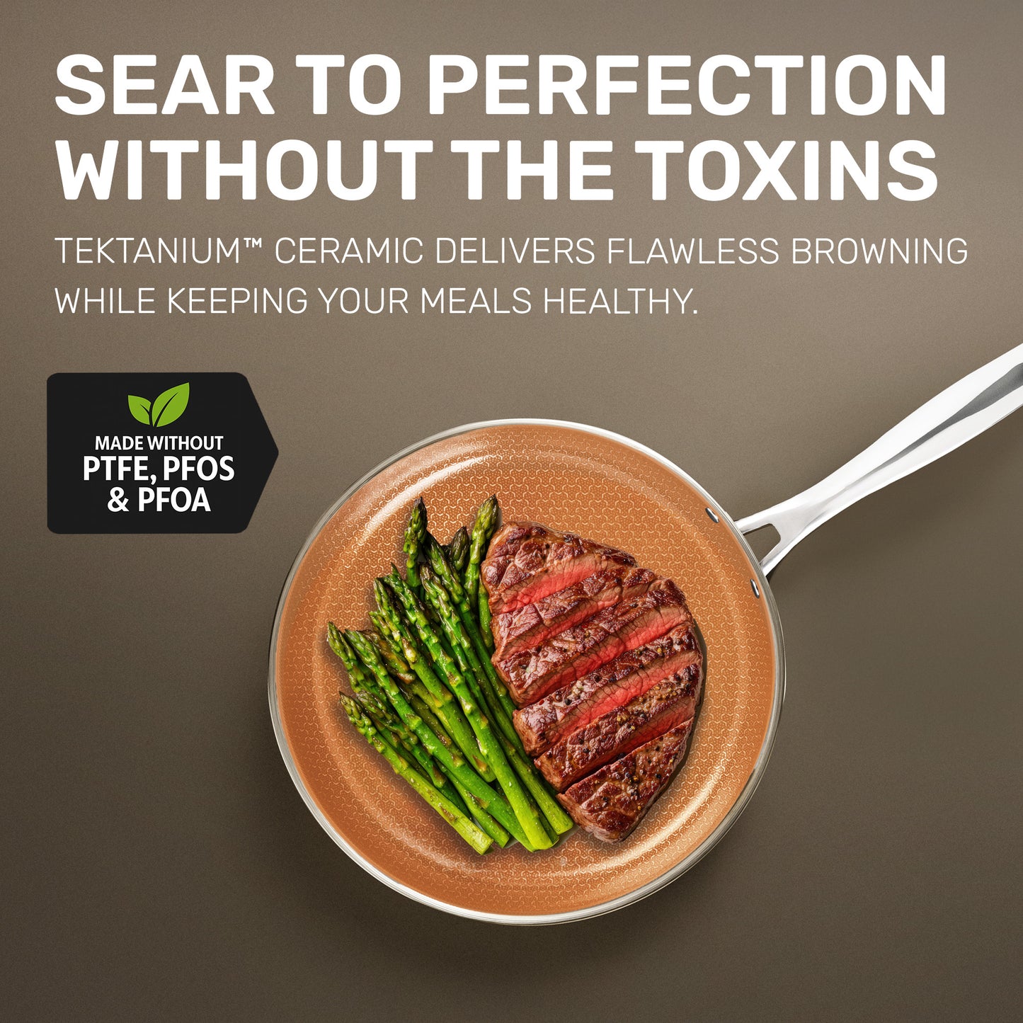 Ceramax 3 Piece Tri-Ply Stainless Steel Ceramic Etched Frying Pan Set