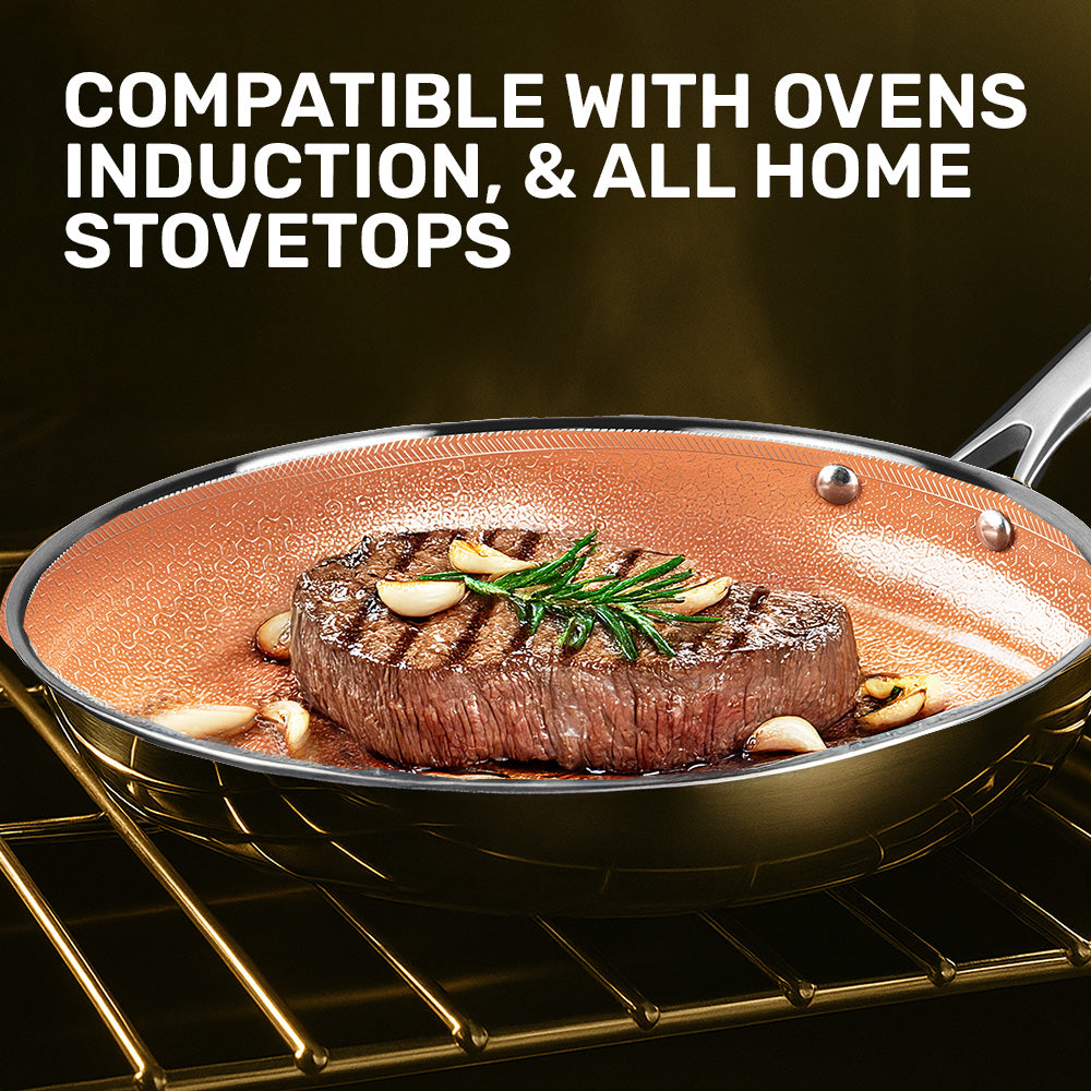 Ceramax 3 Piece Tri-Ply Stainless Steel Ceramic Etched Frying Pan Set