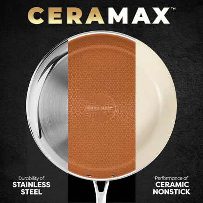 Ceramax Hybrid 12 Piece Tri-Ply Stainless Steel Ceramic Etched Cookware Set