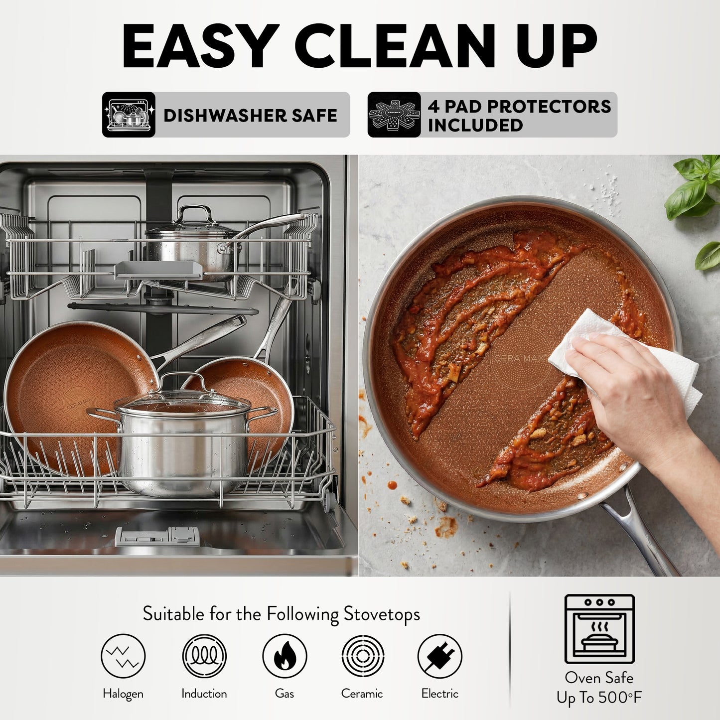 Ceramax Hybrid 12 Piece Tri-Ply Stainless Steel Ceramic Etched Cookware Set