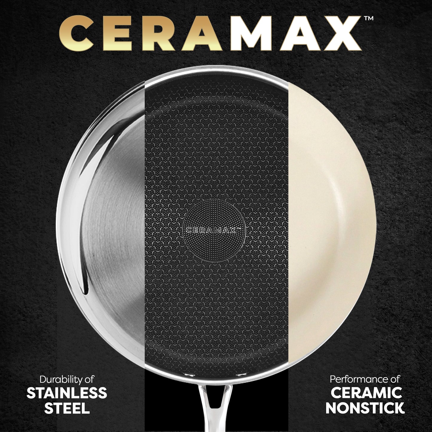 Ceramax Hybrid 12 Piece Tri-Ply Stainless Steel Ceramic Etched Cookware Set
