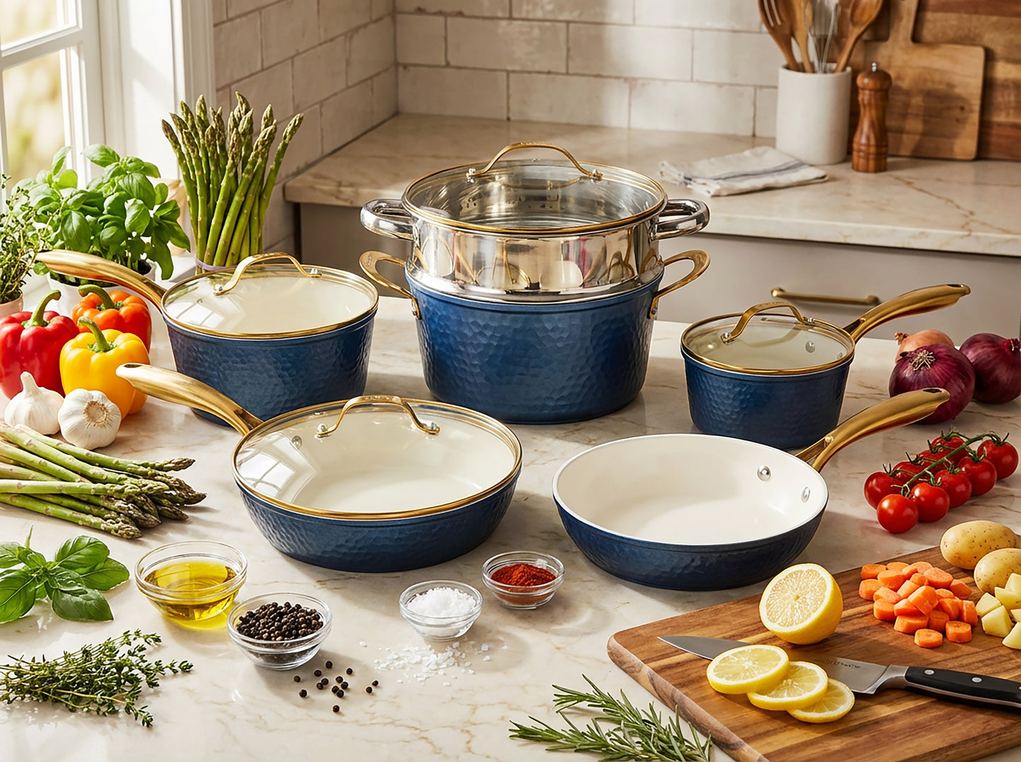 Hammered Ceramic Cookware Set