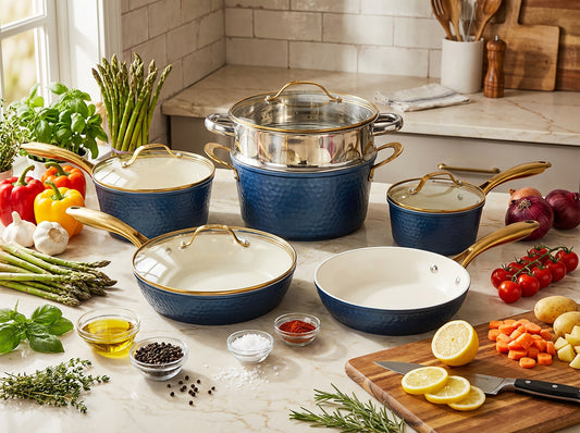 Hammered Ceramic Cookware Set