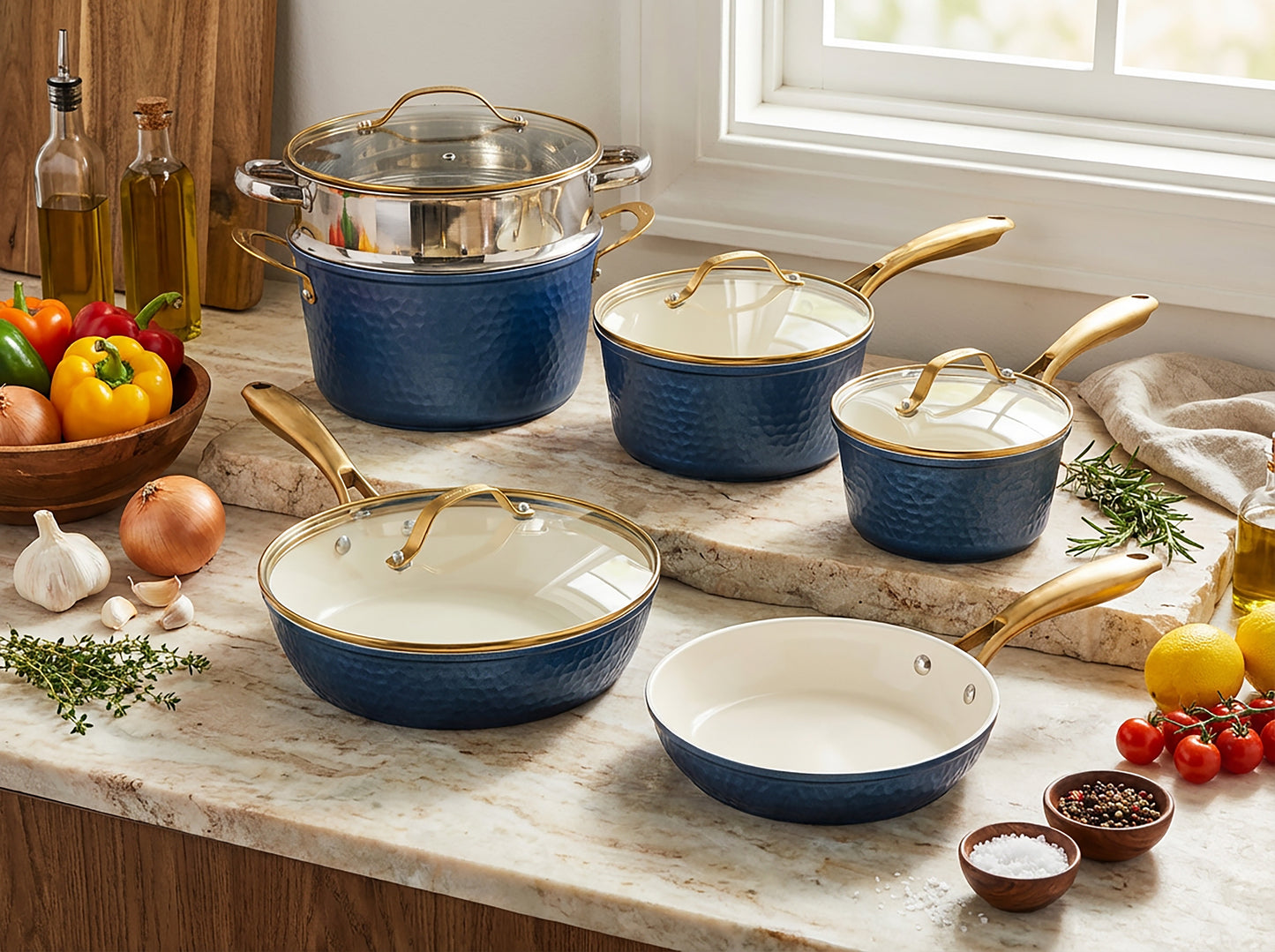 Hammered Ceramic Cookware Set