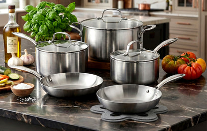 10 Piece Tri-Ply Stainless Steel Cookware Set