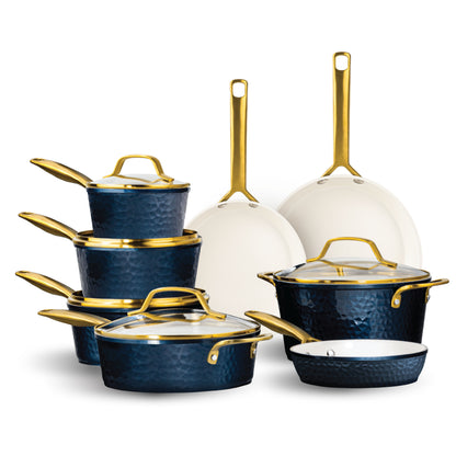 13pc Pro Hammered Natural Collection Cookware Set