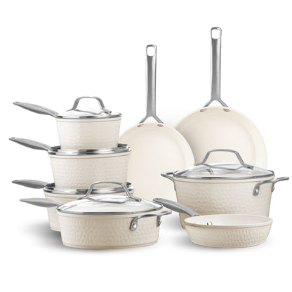 13pc Pro Hammered Natural Collection Cookware Set