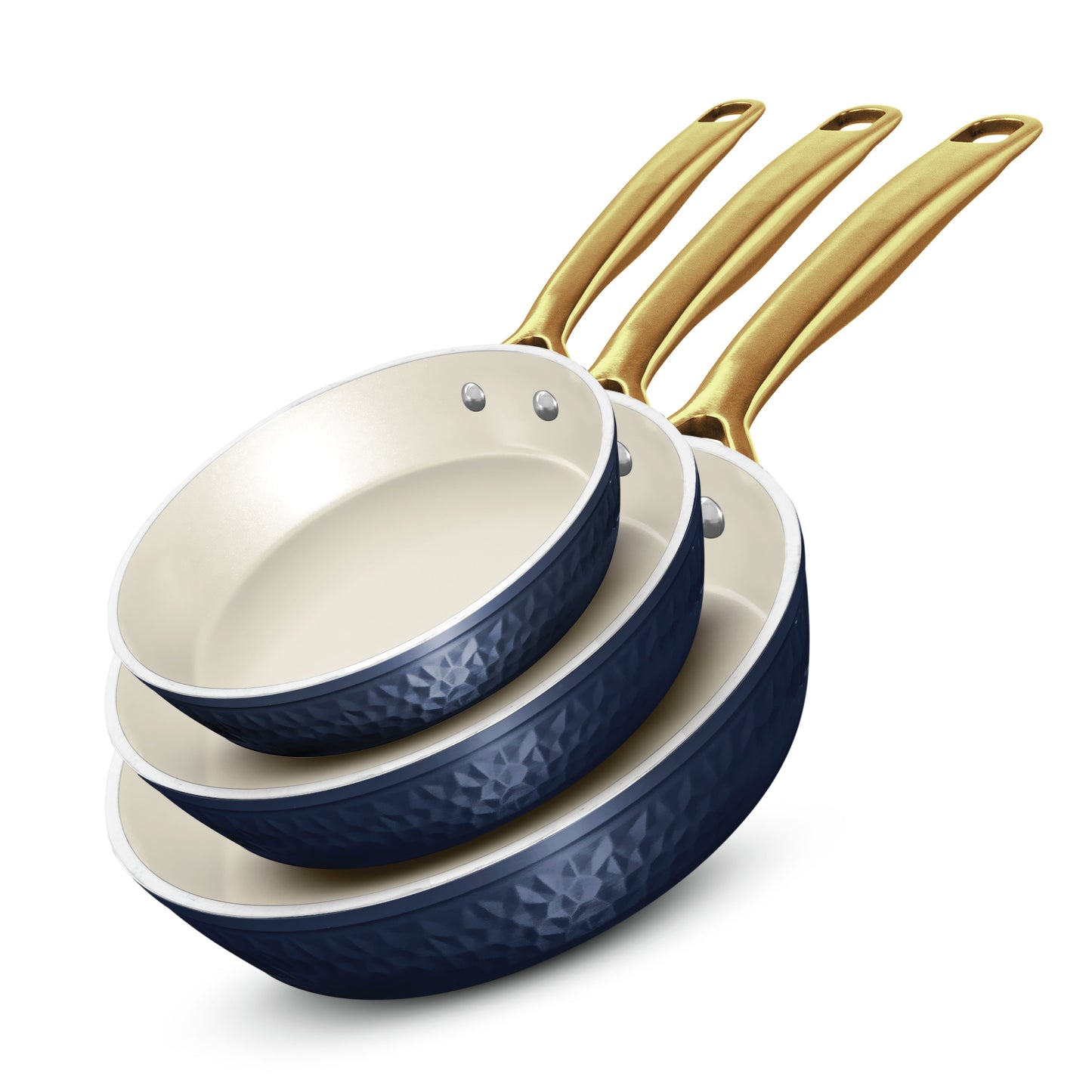 Hammered Natural Collection Fry Pan Set