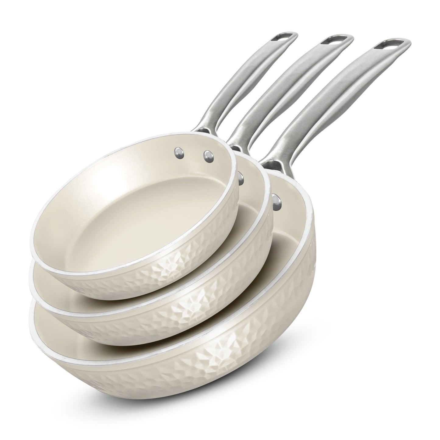 Hammered Natural Collection Fry Pan Set
