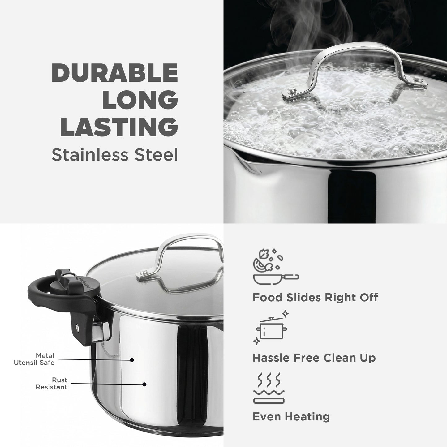 Gotham Steel Stainless Steel Pasta Pot with Strainer Lid & Twist Lock Handles – Multipurpose Stock Pot with Built-in Strainer for Spaghetti & Vegetables – Metal Utensil Safe, Dishwasher Safe, PFAS/PFOA Free