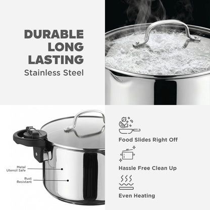 Gotham Steel Stainless Steel Pasta Pot with Strainer Lid & Twist Lock Handles – Multipurpose Stock Pot with Built-in Strainer for Spaghetti & Vegetables – Metal Utensil Safe, Dishwasher Safe, PFAS/PFOA Free
