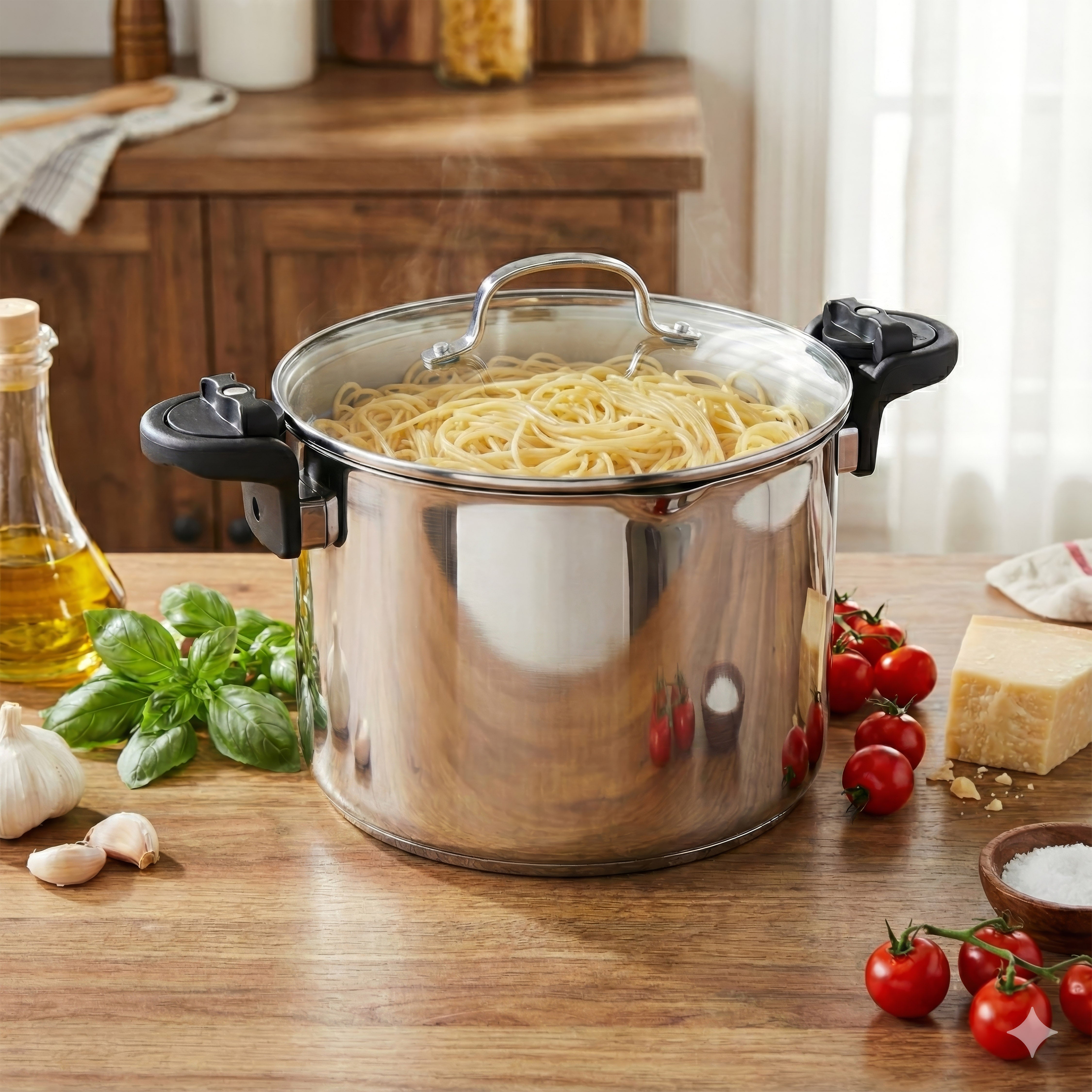 Gotham Steel Stainless Steel Pasta Pot with Strainer Lid & Twist Lock