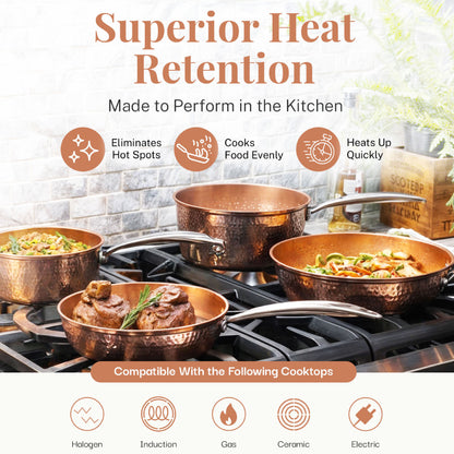 Hammered Copper Sauté Pan & Lid