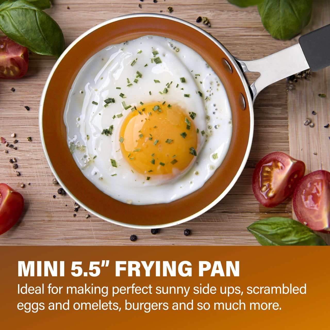 5.5'' Non Stick Ceramic Frying Pan, PFTE, PFOA, PFOS Free, Egg and Omelet Pan, Ultra Nonstick, Dishwasher Safe, Stay Cool Handle