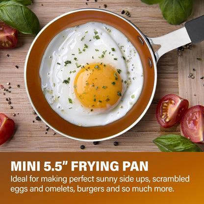 5.5'' Non Stick Ceramic Frying Pan, PFTE, PFOA, PFOS Free, Egg and Omelet Pan, Ultra Nonstick, Dishwasher Safe, Stay Cool Handle